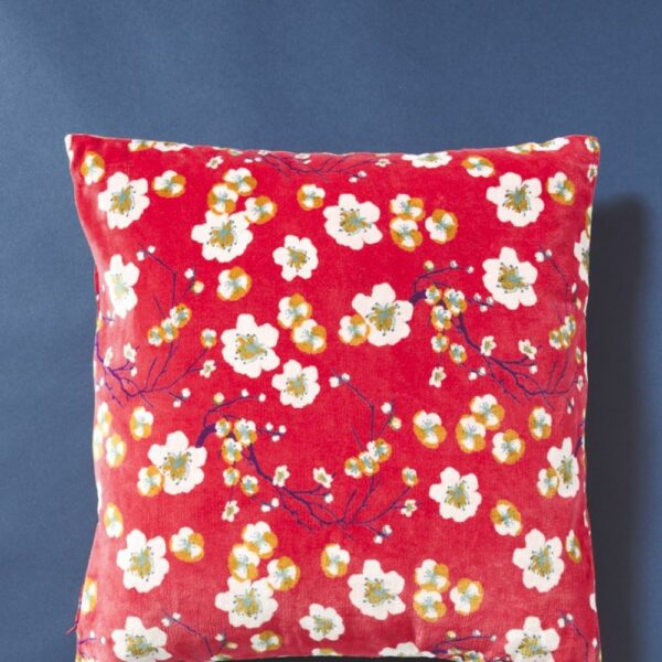 Coussin Carré Velours - Blossom Bright Coral