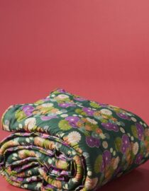 Boutis Surpiqué - Checky Bright Coral / Mellow Dk Green