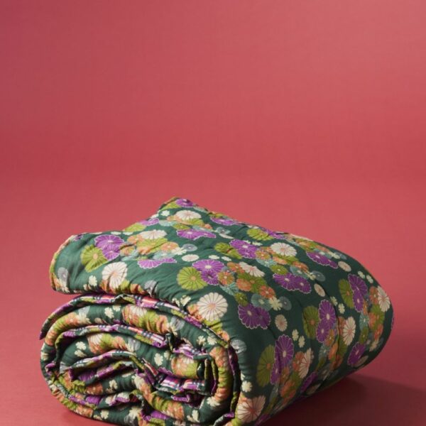 Boutis Surpiqué - Checky Bright Coral / Mellow Dk Green