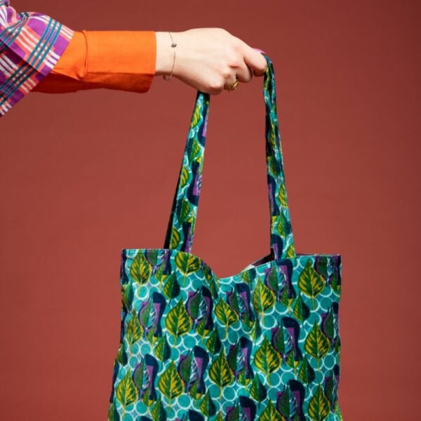 Sac Velours Tatie Tote Bag - Dotty blue