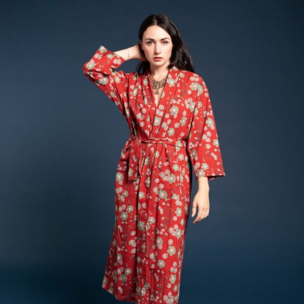 Peignoir Long - Blossom Red Brick