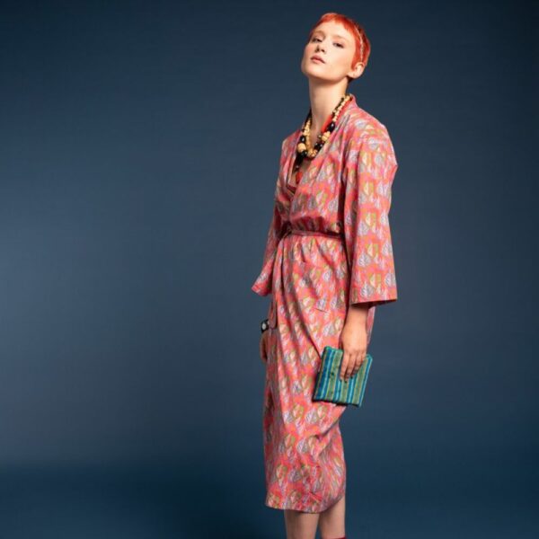 Peignoir Long - Dotty Bright Coral