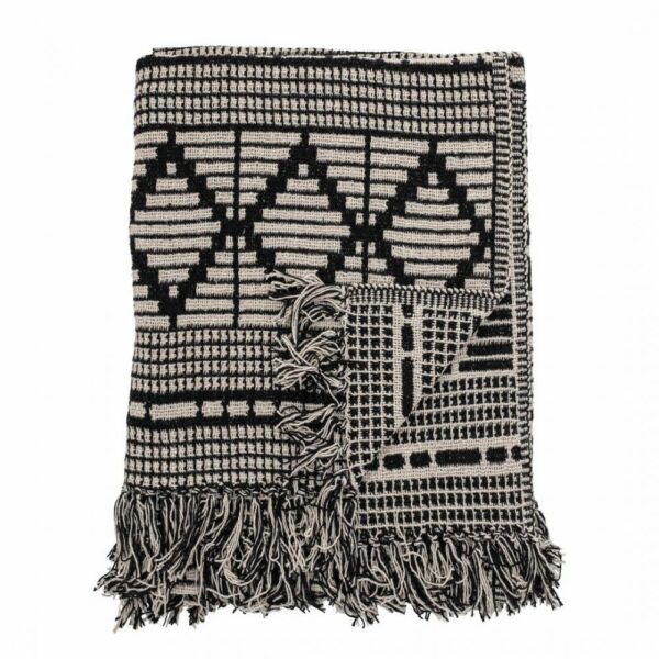 Plaid Gutte, Noir, Coton recyclé