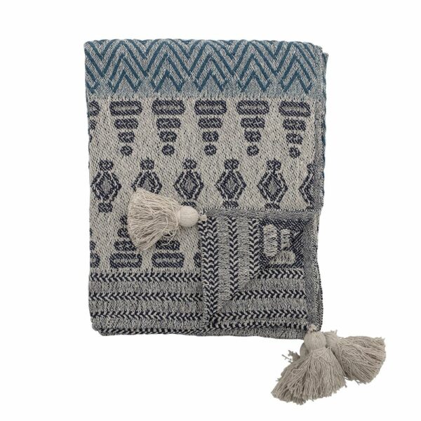 Plaid Milas, Bleu, Coton recyclé
