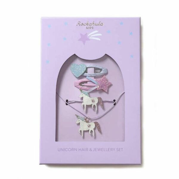 Ensemble de cheveux et de bijoux en forme de licorne