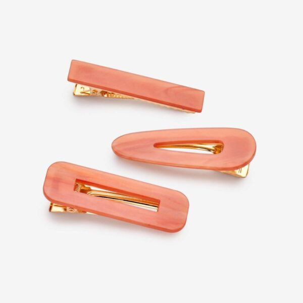 Lot de 3 barrettes Lucia orange/pêche