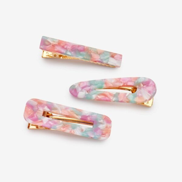 Lot de 3 barrettes Lucia multicolores pastel