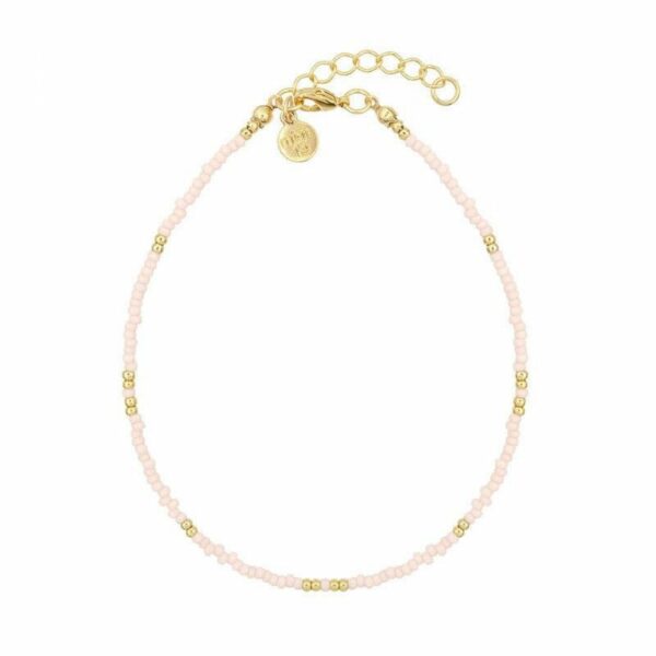 Bracelet de cheville à petites perles - Rose pale