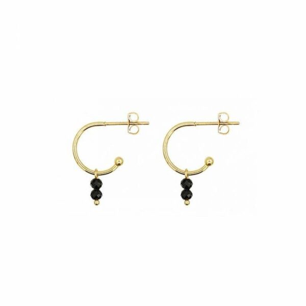Créoles Little Stud - Spinelle noire Or