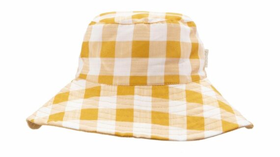 Chapeau Soleil Carreaux Rétro Ocre 7-10 ans