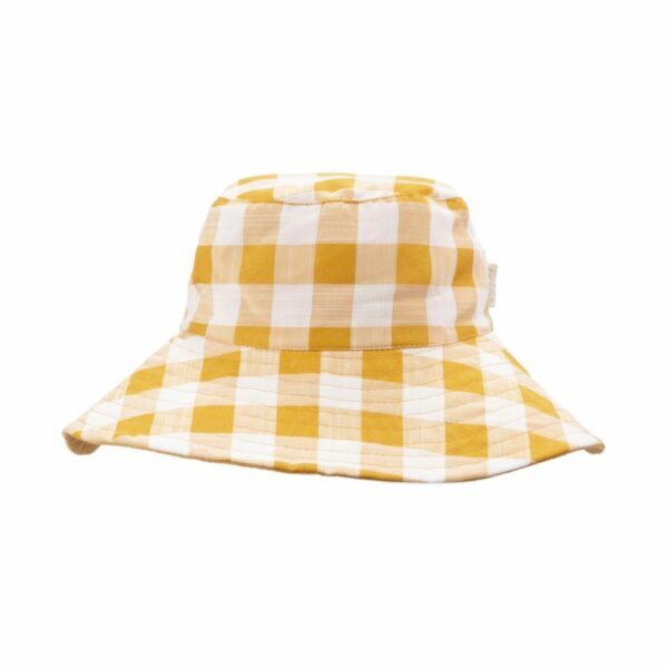 Chapeau Soleil Carreaux Rétro Ocre 7-10 ans