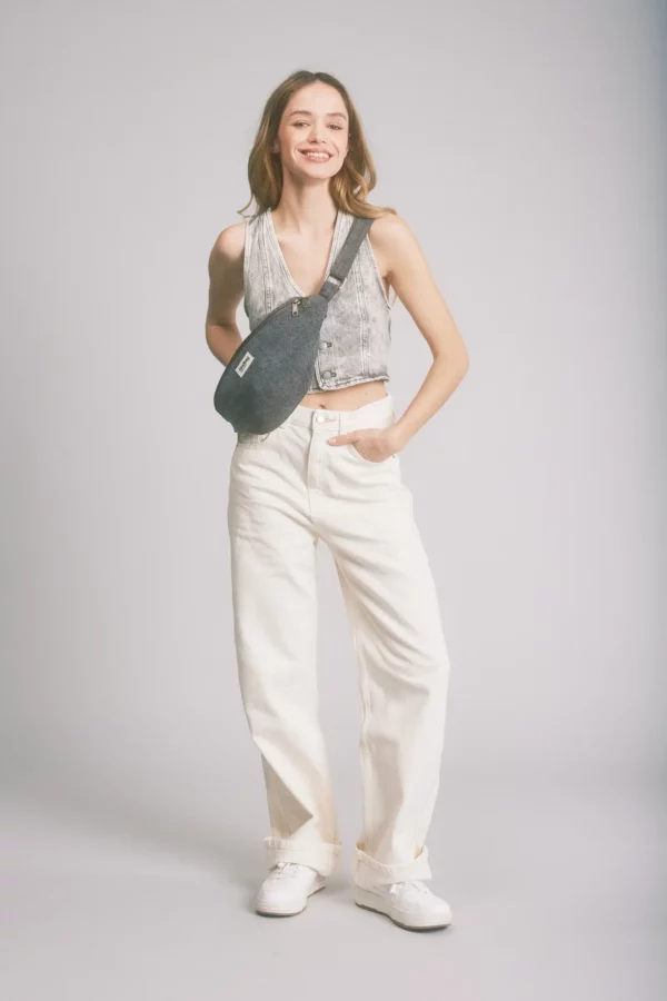 Sac banane Taille L Sasha Denim gris – Image 4