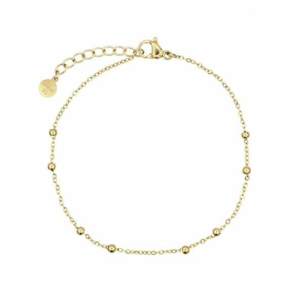 Bracelet avec petite chaîne et pois Or
