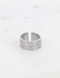Bague - lignes effet quadrillées Argent