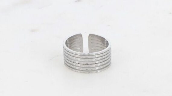 Bague - lignes effet quadrillées Argent