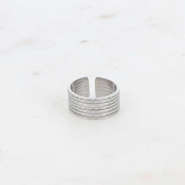 Bague - lignes effet quadrillées Argent