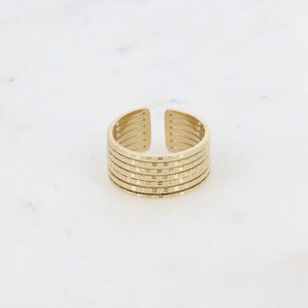 Bague - lignes effet quadrillées Doré