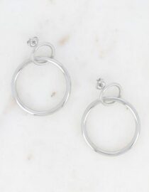 Boucles pendantes - 2 anneaux ronds - Argenté
