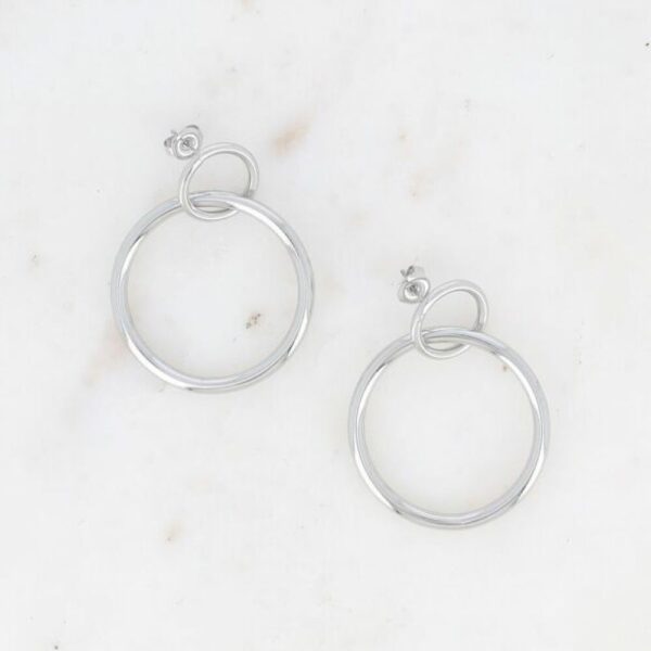 Boucles pendantes - 2 anneaux ronds - Argenté