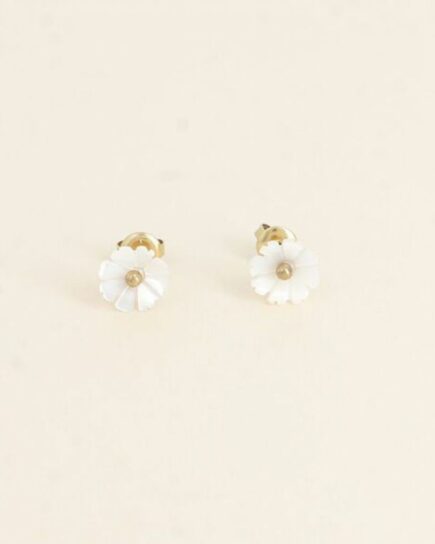 Boucles puces - petite fleur nacrée