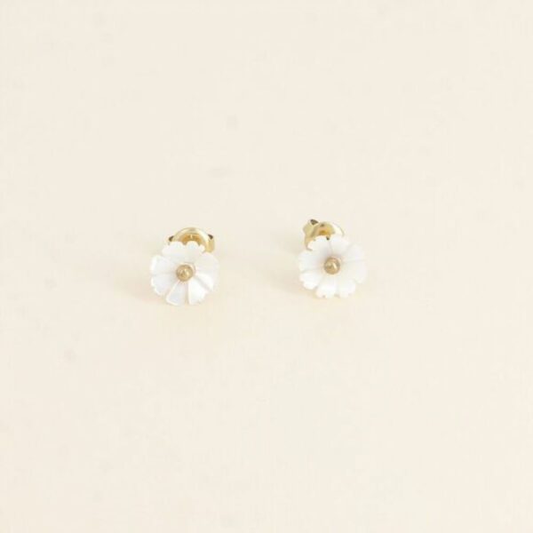 Boucles puces - petite fleur nacrée