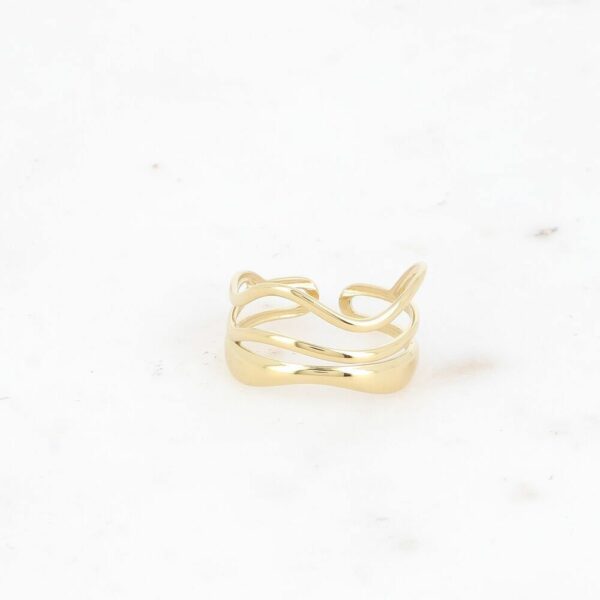 Bague large - 3 lignes ondulées et ajourées