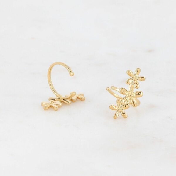 Earcuffs dorés 3 fleurs
