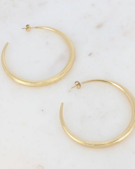 Créoles - Croissant de lune brossé 60mm - doré