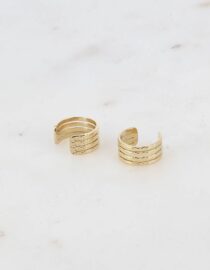 Boucles Earcuffs - lignes ajourées et texturées - Doré