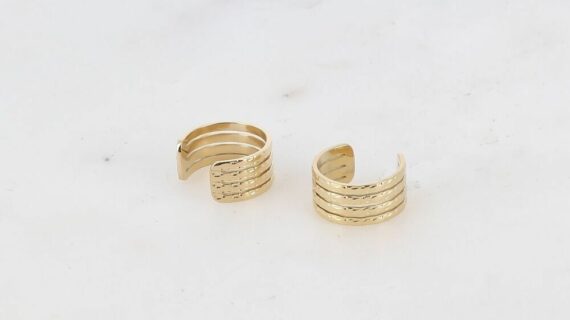 Boucles Earcuffs - lignes ajourées et texturées - Doré