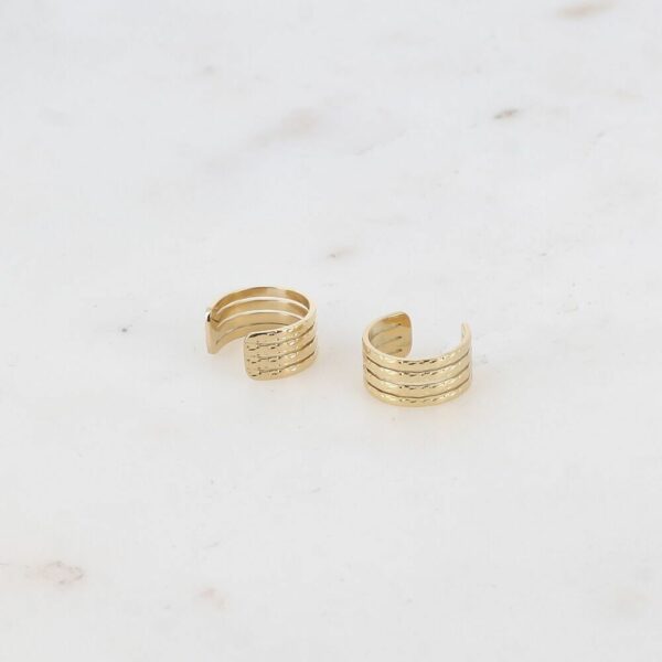 Boucles Earcuffs - lignes ajourées et texturées - Doré