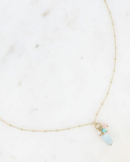 Collier Agate bleue - anneau torsadé