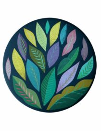 Miroir rond de poche motif Feuillage