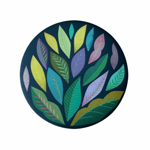 Miroir rond de poche motif Feuillage