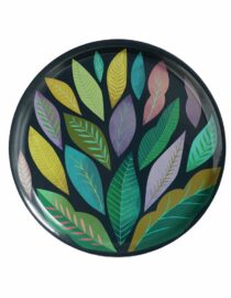 Plateau rond en bouleau motif Feuillage