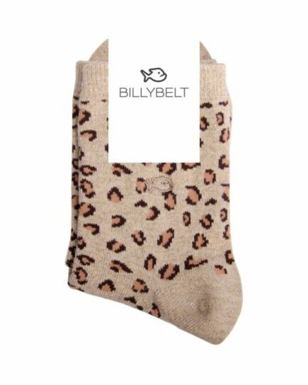 Chaussettes Léopard - Beige pailletées en coton peigné