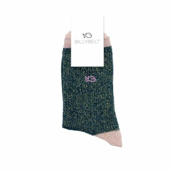 Chaussettes Vintage - Vert pailletées en coton peigné