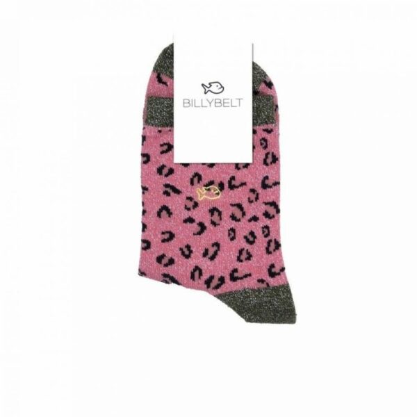 Chaussettes Rose et kaki pailletées en coton peigné