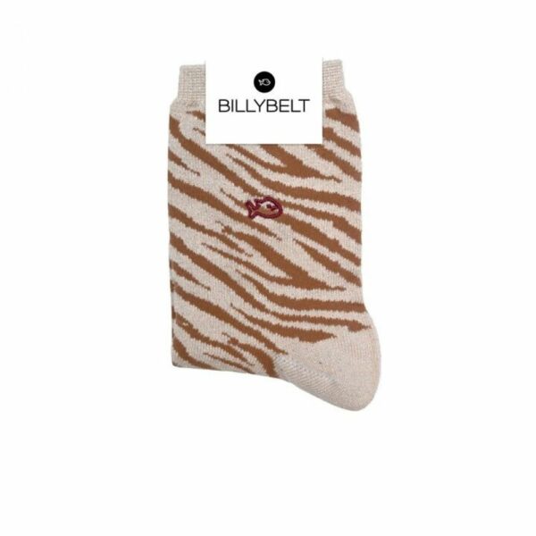 Chaussettes Zèbre - Beige pailletées en coton peigné