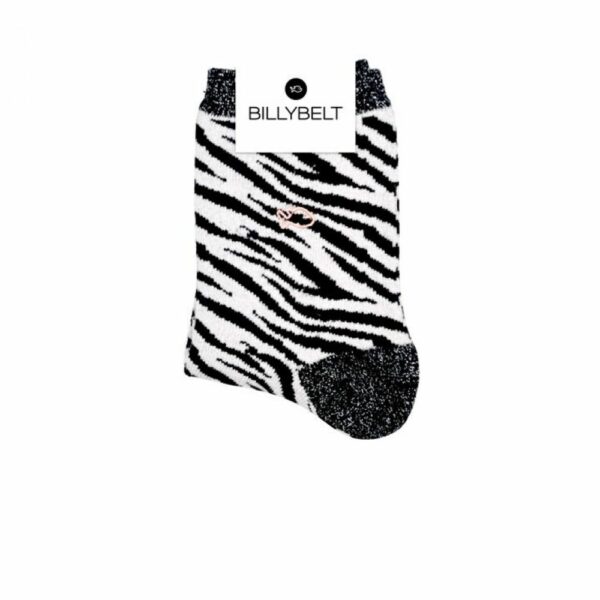 Chaussettes Zèbre - Noir et blanc pailletées en coton peigné
