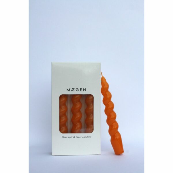 Bougies Mandarine - coniques en spirale (Lot de 3)