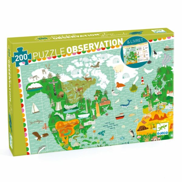 Puzzles observation Tour du monde 200pcs + livret