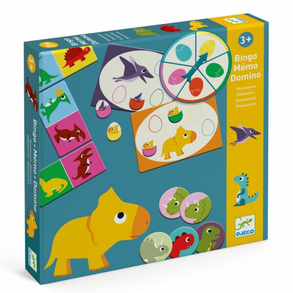 Mémo, Loto, Domino Bingo Memo Domino - Dinosaures