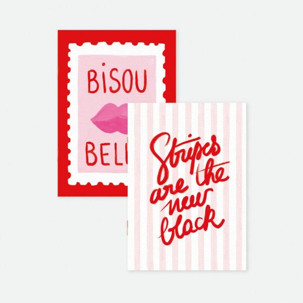 Duo Bisous Bella Stripes - Carnet de Poche A6 DUO
