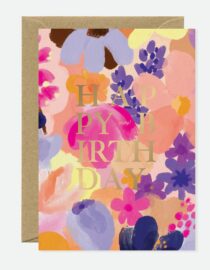 Happy Birthday Flower Garden - Carte double avec enveloppe