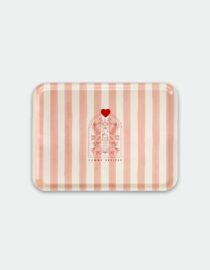 Plateau de petit déjeuner - Rayures roses