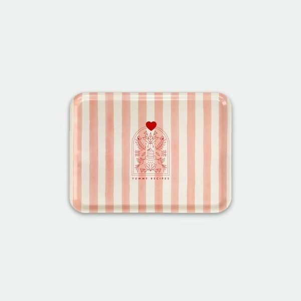 Plateau de petit déjeuner - Rayures roses