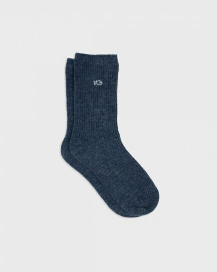 Chaussettes en laine avec angora - Bleu chiné