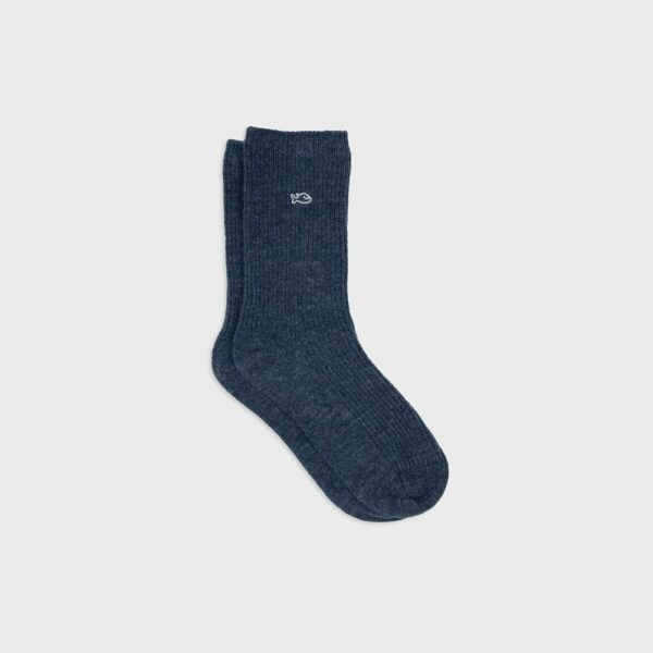 Chaussettes en laine avec angora - Bleu chiné