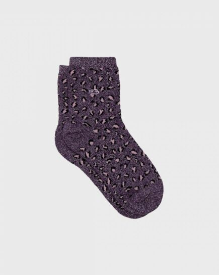 Chaussettes Léopard - Prune en coton peigné